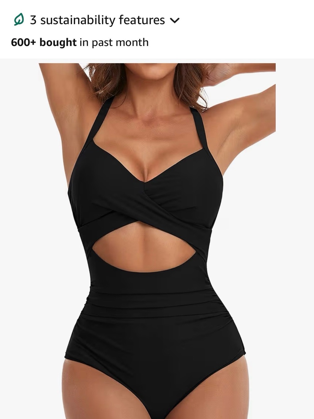 Black Cutout One-Piece Swimsuit with Twist Front and Tummy Control